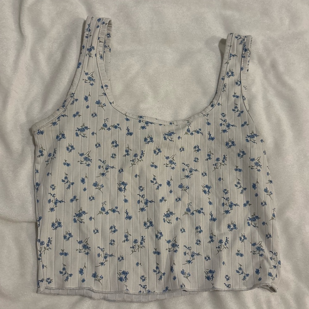 Floral Blue and White Women's Top